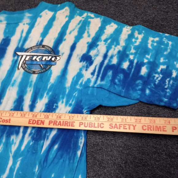 Vintage Tekno Grafix Shirt Adult XL Blue Tie Dye 90s Y2K Single‎ Stitch - Picture 5 of 10